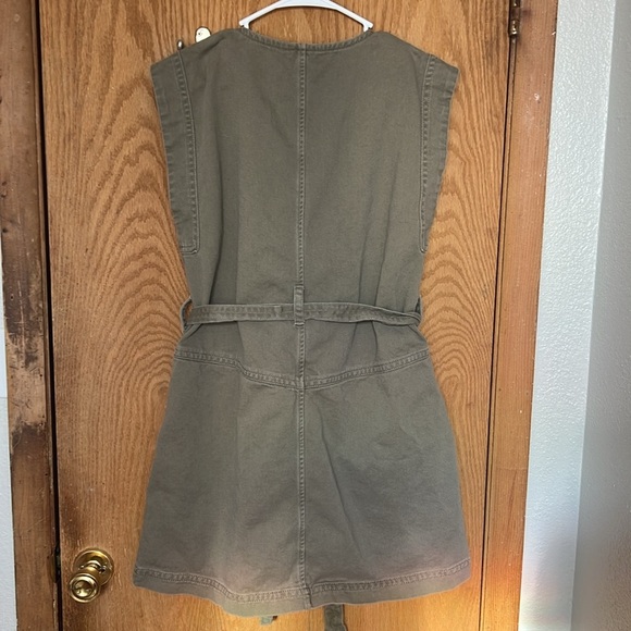 Banana Republic Size M Split Neck Utility Dress Light Khaki - Picture 4 of 4